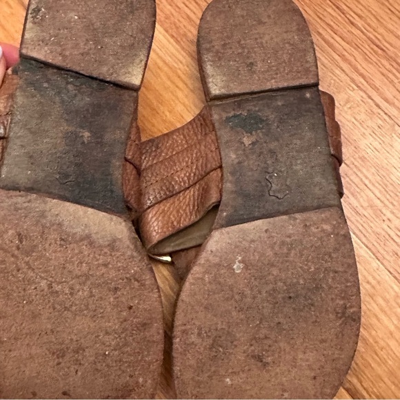 Tory Burch Brown Leather Flat Thong Sandals Size 8 - Picture 7 of 8